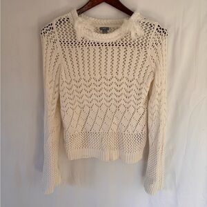 Aerie Cream Lace Open-Knit Sweater | Size XS